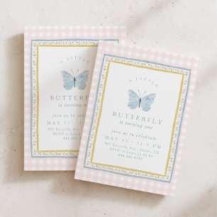 Invitation Un petit papillon Fille Anniversaire fantaisiste 1