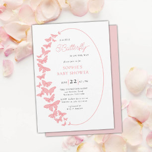 Invitation Un petit papillon rose Boho Chic Girl Baby shower