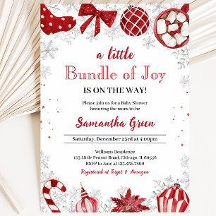 Invitation Un petit paquet de joie Fête prénatale de Noël pou