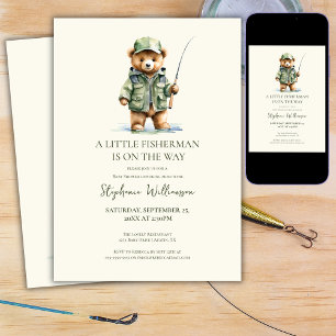 Invitation Un petit pêcheur est en route Fête de bébé ours
