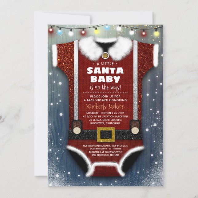 Invitation Un Petit Père Noël Baby Est Sur Le Chemin Du Baby  (Devant)