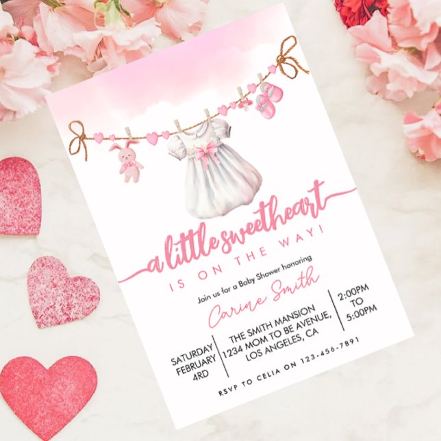 Invitation Un petit petit Baby shower amoureux de Valentine (Créateur téléchargé)