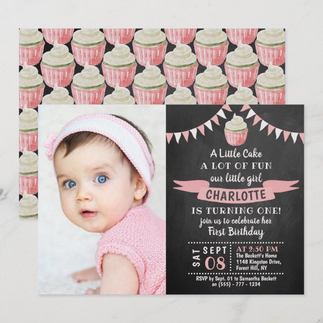 Invitation Un petit plateau de cuisson photo 1er anniversaire (Devant / Derrière)