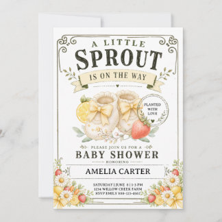 Invitation Un petit pousse est en route Baby Shower Jaune