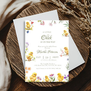 Invitation Un petit poussin est sur le chemin du baby shower 