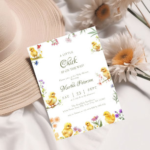 Invitation Un petit poussin est sur le chemin du baby shower 