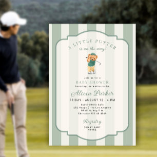 Invitation Un petit putter en route pour la baby shower de go