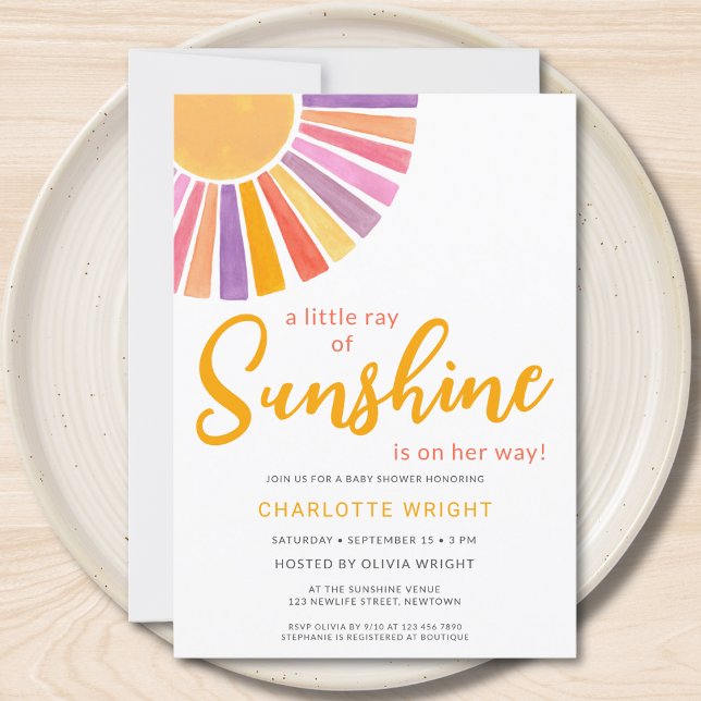 Invitation Un Petit Rayon De Baby shower Sunshine Girl (Créateur téléchargé)