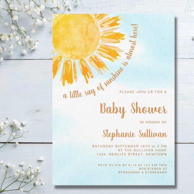 Invitation Un petit rayon de soleil Baby shower (Créateur téléchargé)