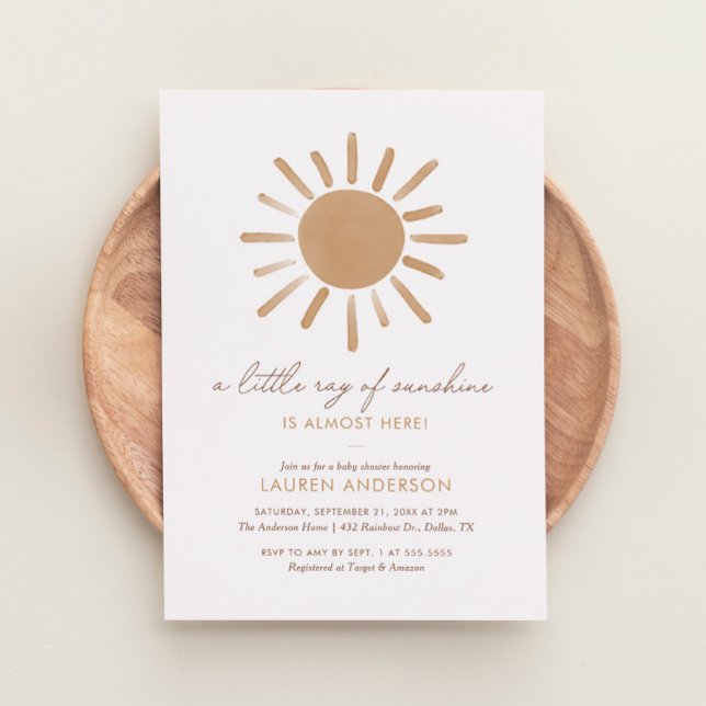 Invitation Un petit rayon de soleil Baby shower Boho (Créateur téléchargé)