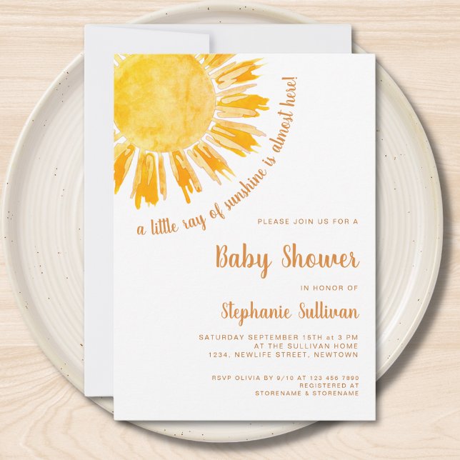 Invitation Un petit rayon de soleil Baby shower Boho (Créateur téléchargé)