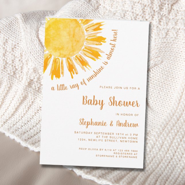 Invitation Un petit rayon de soleil Baby shower Couples (Créateur téléchargé)