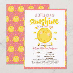 Invitation Un petit rayon de soleil est en route - Rose
