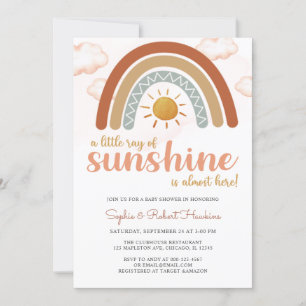Invitation  Un petit rayon de Sunshine Boho Baby shower arc-e