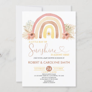 Invitation Un petit rayon de Sunshine Boho Baby shower arc-en
