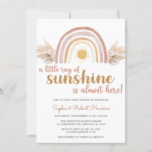 Invitation Un petit rayon de Sunshine Boho Baby shower arc-en