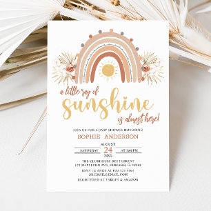 Invitation Un petit rayon de Sunshine Boho Baby shower arc-en