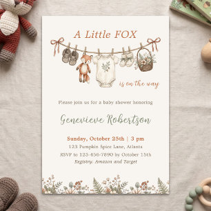 Invitation Un petit renard est en route Fête prénatale en for