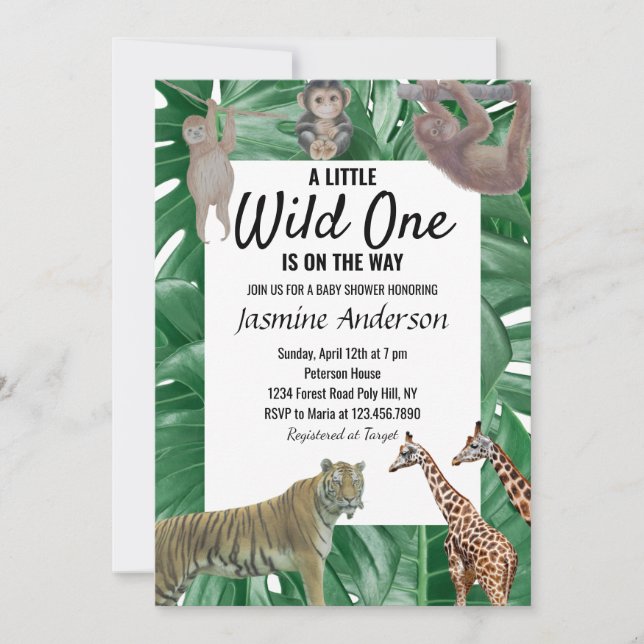 Invitation Un petit sauvage est sur le chemin | Baby shower m (Devant)