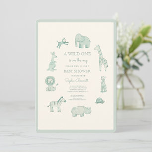 Invitation Un petit sauvageon arrive Fête de bébé Safari past