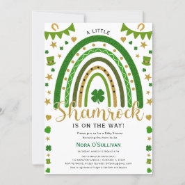 Invitation Un petit Shamrock Rainbow St Patrick's Baby shower