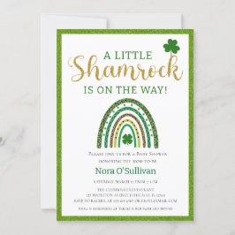 Invitation Un Petit Shamrock St. Patricks Baby shower arc-en-