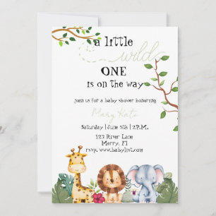 Invitation Un petit vieux est en route Safari Animal Baby
