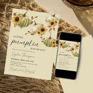 Invitation Un peu citrouille | Tournesol | Baby shower d'auto