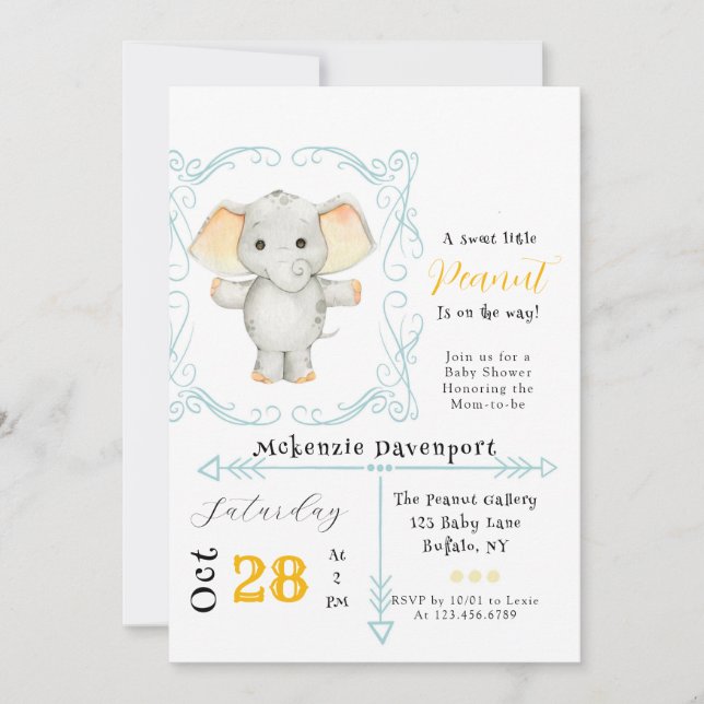 Invitation Un peu d'arachide est sur le chemin du baby shower (Devant)
