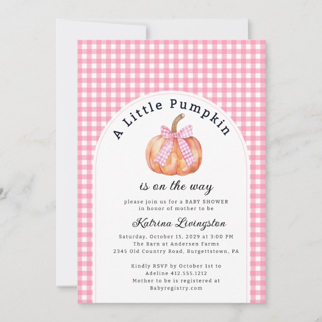 Invitation Un peu de Citrouille est ici Baby shower (Devant)