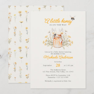 Invitation Un peu de miel en chemin Aquarelle Baby Shower