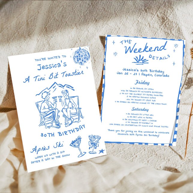 Invitation Un peu plus chaud après-ski Anniversaire Bleu (Créateur téléchargé)