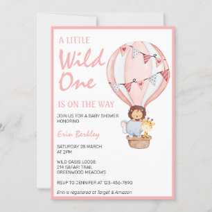 Invitation Un Peu Sauvage Sur Le Chemin Du Baby shower Rose