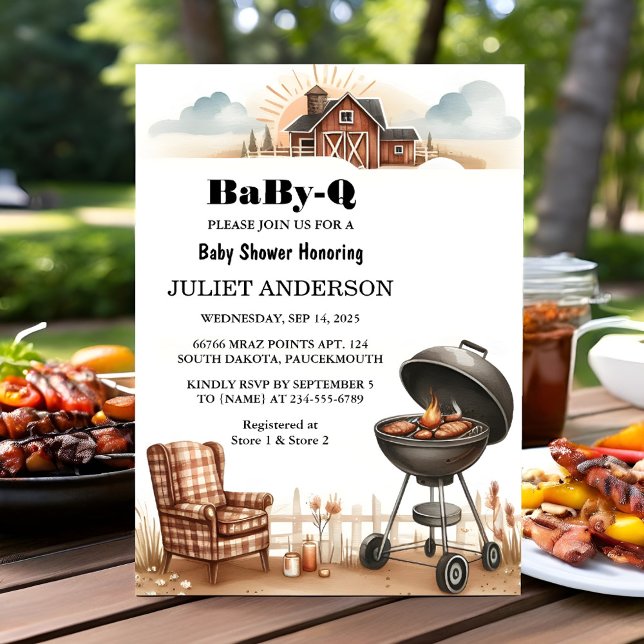 Invitation Un Plaid Babyq Fun Food Steak Beef Bbq Baby shower (Créateur téléchargé)