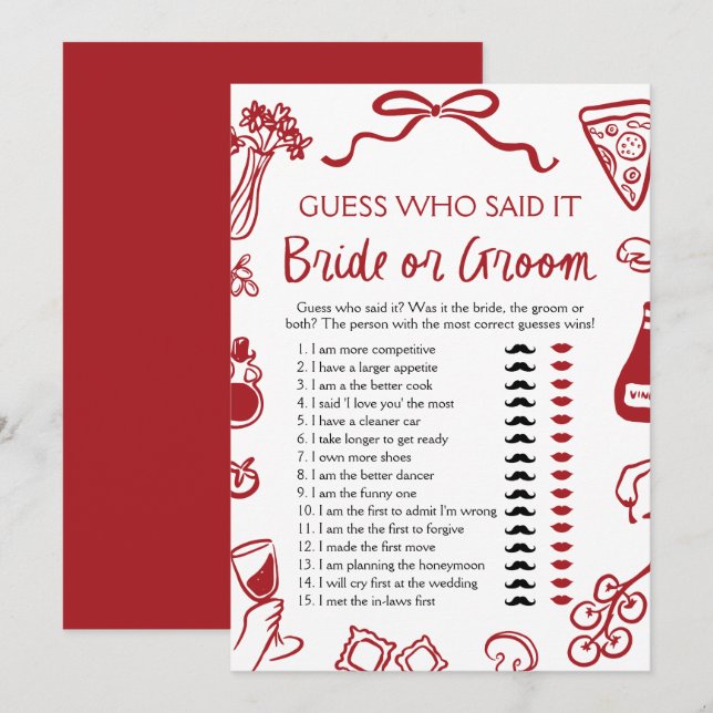 Invitation Un plus italien marié ou jeu de Fête des mariées d (Devant / Derrière)
