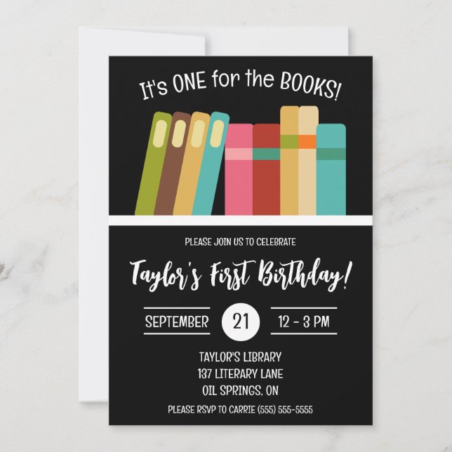 Invitation Un pour les Livres ! Fête du premier anniversaire  (Devant)