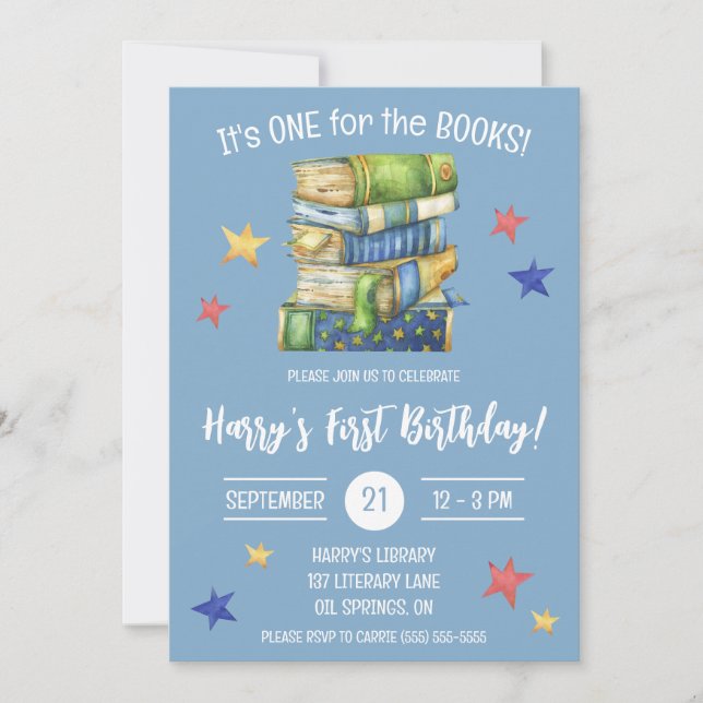 Invitation Un pour les Livres ! Fête du premier anniversaire  (Devant)