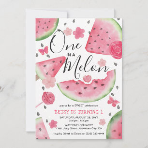 Invitation Un premier anniversaire fille rose comme un melon