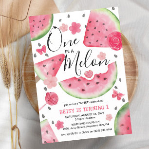 Invitation Un premier anniversaire fille rose comme un melon