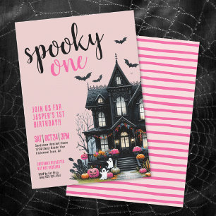 Invitation Un Premier Anniversaire Rose Halloween Effrayant