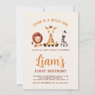 Invitation Un premier anniversaire sauvage Aquarelle Safari A