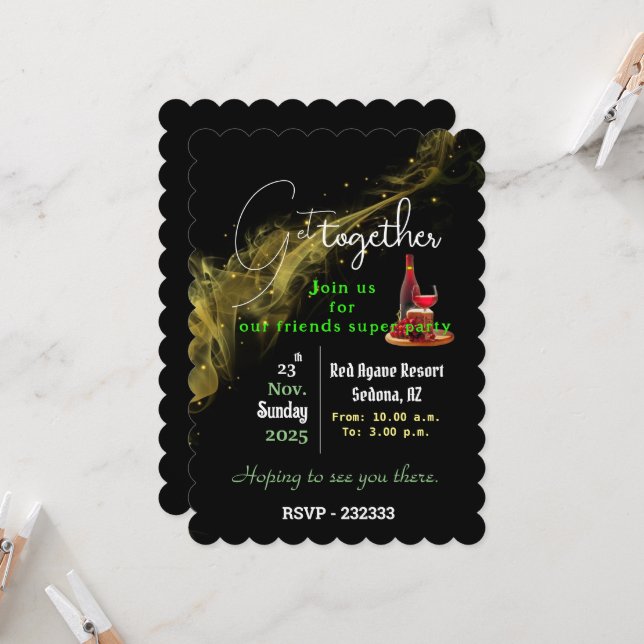 Invitation Un rassemblement d'amis célébrant (Devant/Arrière en situation)