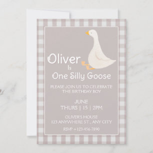 Invitation Un Silencieux Beige En vichy fête d'anniversaire
