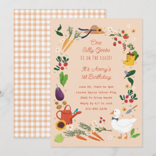 Invitation Un Silly Goose Peach Farmer Jardin Thème Anniversa