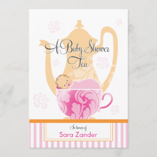 Invitation Un Tea Party Baby shower  Fille