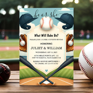 Invitation Un Team Ball Jeu Pitch Amusant Baseball Sexe Révél