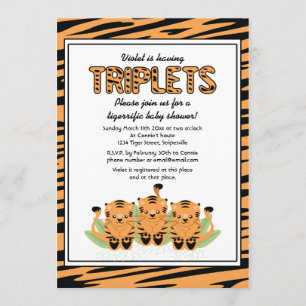 Invitation Un tigre neutre triplet l'invitation du Baby showe