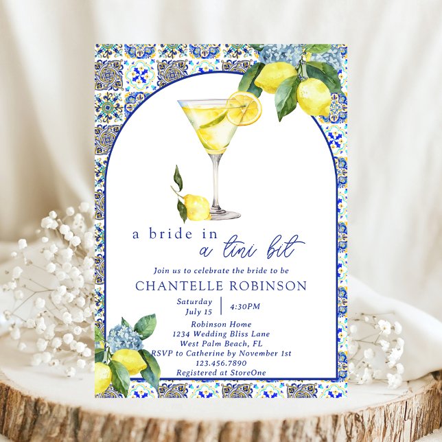 Invitation Un Tini Bit Italien Lemon Martini Fête des mariées (Créateur téléchargé)