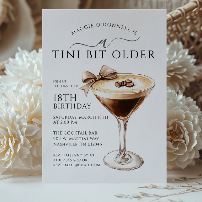 Invitation Un Tini Bit plus ancien Espresso Martini 18e anniv (Créateur téléchargé)