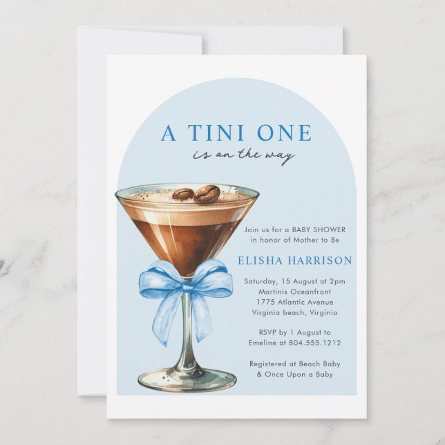 Invitation Un Tini est sur le chemin Baby shower garçon (Devant)